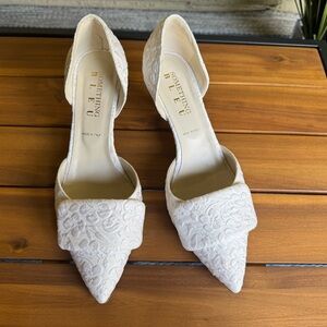 Something Bleu Bridal Cream Floral Heels
